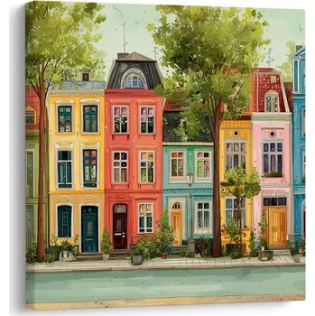 Obraz Dovido Obraz pastelové domy a stromy