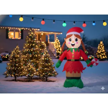 Vánoční dekorace marka niezdefiniowana Nafukovací skřítek pro holčičku LED 150 cm