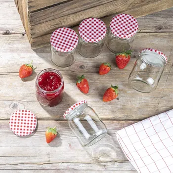Sklenice Haushalt international Zavařovací sklenice s červeným kostkovaným víčkem, 540 ml, 6 ks 672314