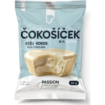 Čokoláda Passion nutrition Passion Proteinový čokošíček Kešu-kokosový v bílé čokoládě 50g