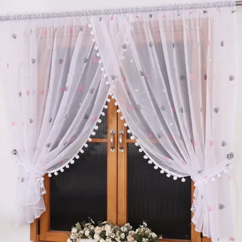 Hezká záclona se srdíčky pro děti Corazon 300x150 (ZFLA)