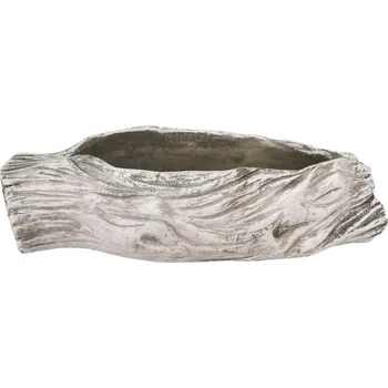 Květináč Cementový květináč v&nbsp;podobě dřevěného kmenu 30 × 12 × 7,5 cm