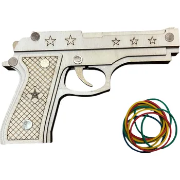 Dětská zbraň Dřevěná pistole na gumičky 18 x 11 cm