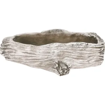 Cementový květináč ve tvaru dřeva – šedý, 26 x 14 x 7 cm