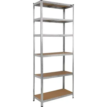 Dílenský regál DEDRA regál kovový 6 polic MDF, nosnost 175kg na polici, 224*90*40cm, Zn, N1415