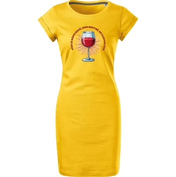 Dámské šaty Bavlněné letní šaty Víno nápoj bohů Velikost: 2XL, Barva: Žlutá