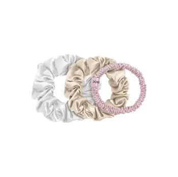 Dore & Rose Scrunchie 1 cm Pink, 2 cm Champagne & 3 cm White Set Sada pro vlasový styling