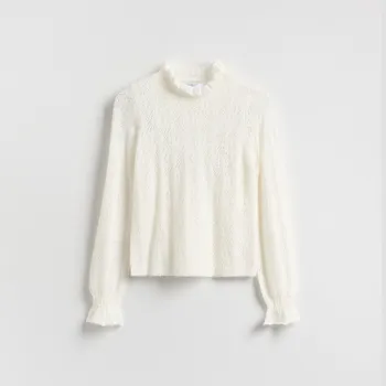 Dámský svetr Reserved - Svetr s příměsí vlny - krémová - 792IP-01X - 792IP-01X-XL