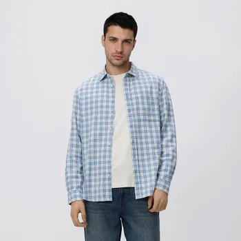 Pánská košile Reserved - Košile střihu regular s vysokým podílem lnu - bleděmodrá - 336HF-05P - 336HF-05P-L