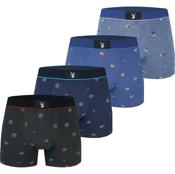 Boxerky FANNIFEN Pánské bambusové boxerky CUBE M6789AL 4ks v balení Barva: Mix, Velikost: 3XL