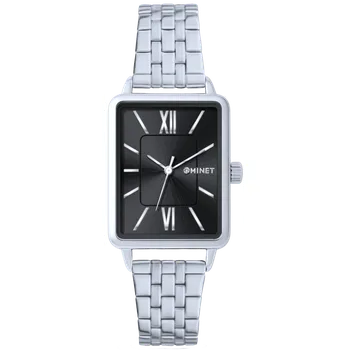 Hodinky MINET Stříbrno-černé dámské hodinky SIENA se stříbrným ocelovým řemínkem MWL5409