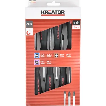 Šroubovák Sada šroubováků SL, PH, PZ, 6 kusů, Kreator KRTH20001