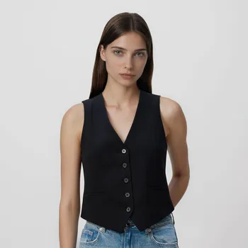 Dámské sako Reserved - Obleková vesta z viskózové směsi - černý - 146IS-99X - 146IS-99X-42