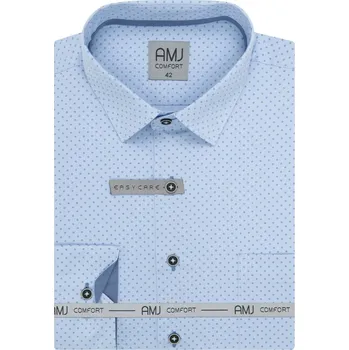 Pánská košile Pánská košile AMJ Slim Fit modrá se vzorem VDSBR1393 velikost: 42, délka rukávu: dlouhý rukáv