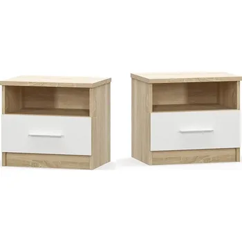 Noční stolek Noční stolek KABIR - 2 ks, dub sonoma/bílá - II. jakost, POUZE OSOBNÍ ODBĚR + vyzvednutí ZDARMA