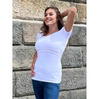 Bambusové těhotenské a kojící tričko Abby 3v1 - bílé Velikost: XL