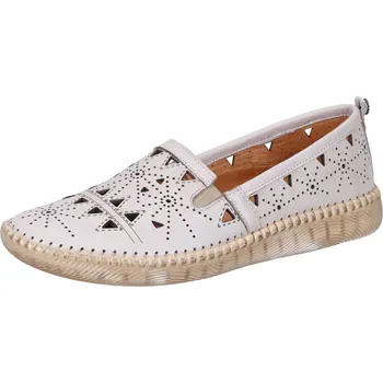 Dámské baleríny Manitu 840073 08 kožené baleriny s perforací béžová Barva: Béžová, Velikost: 40