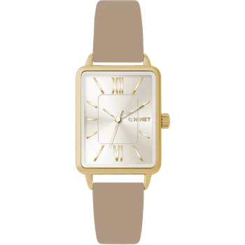 Hodinky MINET Zlato-modré dámské hodinky SIENA s béžovým koženým řemínkem MWL5431
