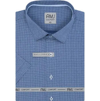 Pánská košile Košile AMJ Comfort fit s krátkým rukávem - modrá s drobným vzorem velikost: 42