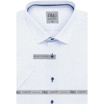 Pánská košile Košile AMJ Slim fit s krátkým rukávem - jemný modrý vzor VKSBR1374 velikost: 43