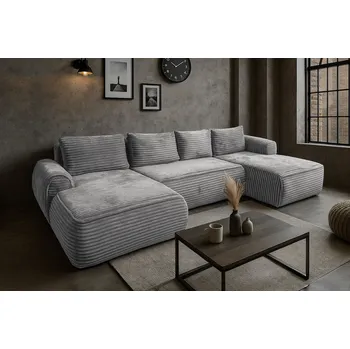 Sedací souprava Rozkládací sedací souprava FLAVIO U - šedá - manšestr - TILIA 86