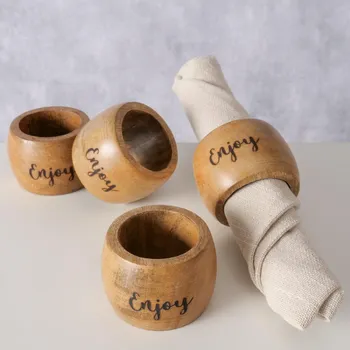 Boltze Kroužky na ubrousky Enjoy z mangového dřeva, sada 4 ks 491397