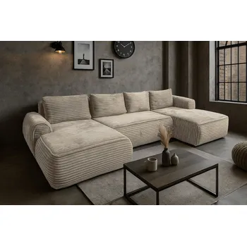 Sedací souprava Rozkládací sedací souprava FLAVIO U - béžová - manšestr - TILIA 03