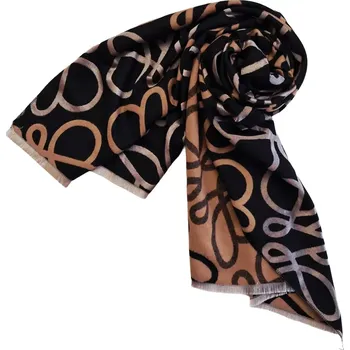 Šátek Dámská šála S2518 černo-camel velikost F