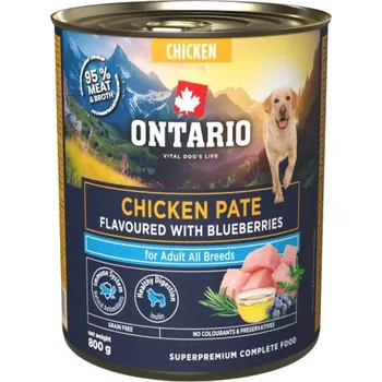 Krmivo pro psa ONTARIO konz.Adult kuřecí pate s příchutí borůvek 800g