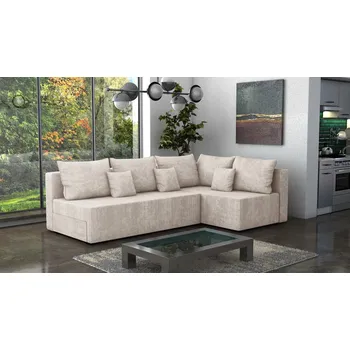 Sedací souprava Rohová rozkládací sedačka LUGANO - béžová - manšestrová látka - LINCOLN 03