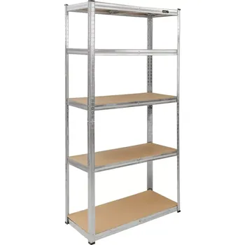 Dílenský regál DEDRA regál kovový 5 polic MDF, nosnost 175kg na polici, 180*90*40cm, Zn, N1410