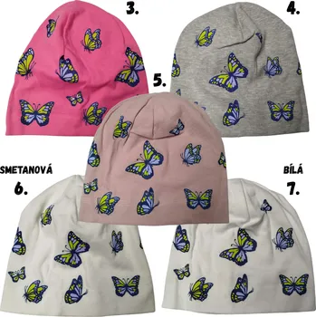 Čepice Dívčí čepice jarní/podzimní MP motýlek