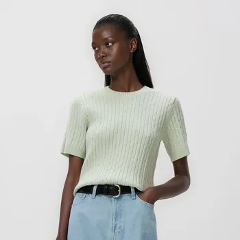 Dámský svetr Reserved - Svetr ze strukturovaného úpletu - bledá zelená - 604IN-07X - 604IN-07X-L