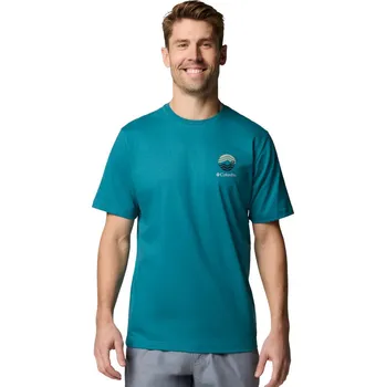 Pánské tričko s potiskem na zádech Columbia Kettle River Outdoor Tee velikost L tyrkysová