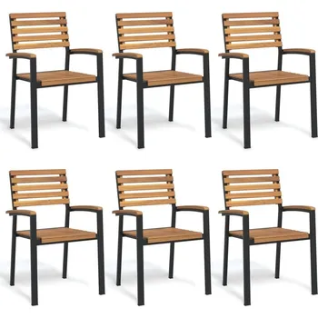 vidaXL Stohovatelné zahradní židle 6 ks masivní akáciové dřevo a kov [3155426]