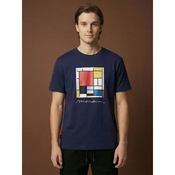 Pánské tričko Sinsay - Bavlněné oversize tričko s potiskem - námořnická modrá - 278HL-59X - 278HL-59X-XL