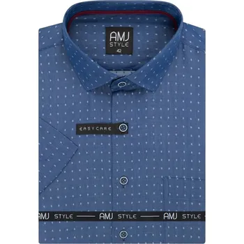 Oblečení a móda Košile AMJ Slim fit s krátkým rukávem - modrá se vzorem VKSR1126 velikost: 38