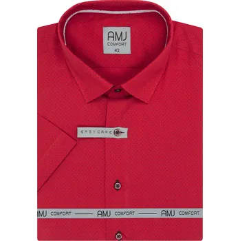 Oblečení a móda Košile AMJ Comfort fit s krátkým rukávem - červená se vzorem velikost: 44
