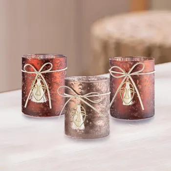 Svícen Gilde Skleněné svícny Cara s přívěskem, 10 cm, sada 3 ks 479713