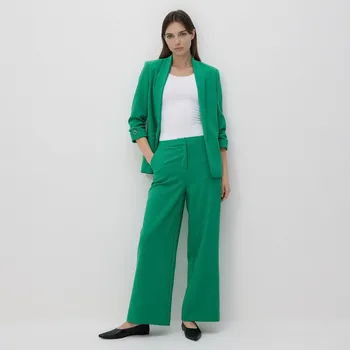 Dámské kalhoty Reserved - Kalhoty se širokými nohavicemi - zelená - 182IS-77X - 182IS-77X-L