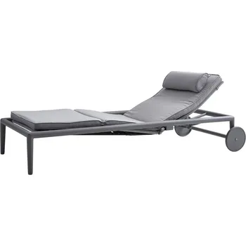Zahradní lehátko Cane-line Polohovací lehátko s kolečky Conic, Cane-line, 220x78x40 cm, rám hliník barva light grey, pásový výplet a celopotah venkovní látka AirTouch light grey