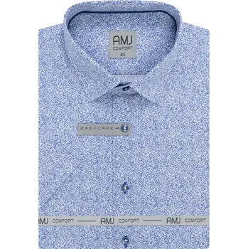 Pánská košile Košile AMJ Slim fit s krátkým rukávem - s drobným modrým vzorem velikost: 39