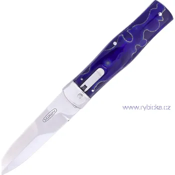 Bojový nůž Nůž Mikov 241-BRa-1/KP Predator RAFFIR modrý (Mikov Predator Raffir Blue N690 switchblade. Volitelně zelená nebo červená barva střenek. Na zakázku levoruké ovládání.)
