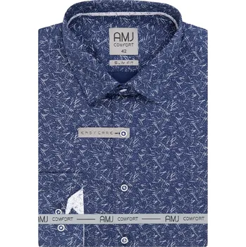 Pánská košile Pánská košile AMJ Comfort - modrá se světlým vzorem VDBR1312 velikost: 52, délka rukávu: dlouhý rukáv