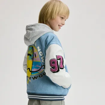 Chlapecká bunda Reserved - Džínová bomber bunda SmileyWorld® - modrá - 803HF-50J - 803HF-50J-146