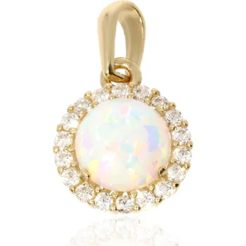 Souprava šperků Zlatnictví Helios Přívěsek se zirkony a syntetickým opálem