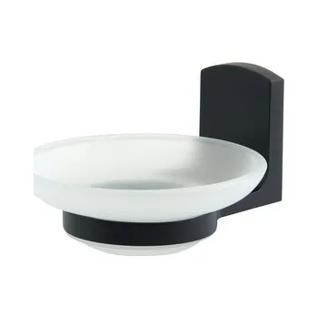 Mýdlenka Spirella nástěnný držák s mýdlenkou TAKU, sklo, matná černá-bílá, ocel