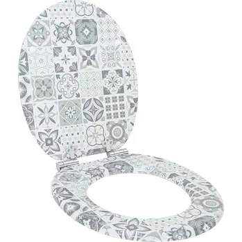 WC sedátko Toaletní sedátko s tlumeným zavíráním Modro-bílá porcelán