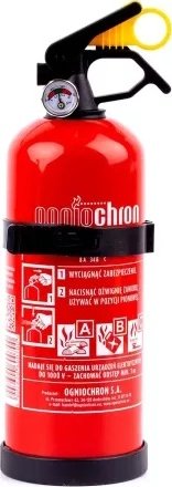 AMIO Práškový hasící přístroj ABC s manometrem a držákem, 1 kg