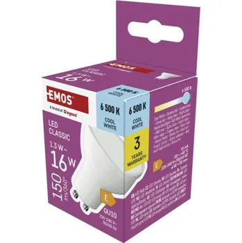 Žárovka EMOS LED žárovka Classic MR16 bílá / GU10 / 1,3 W studená